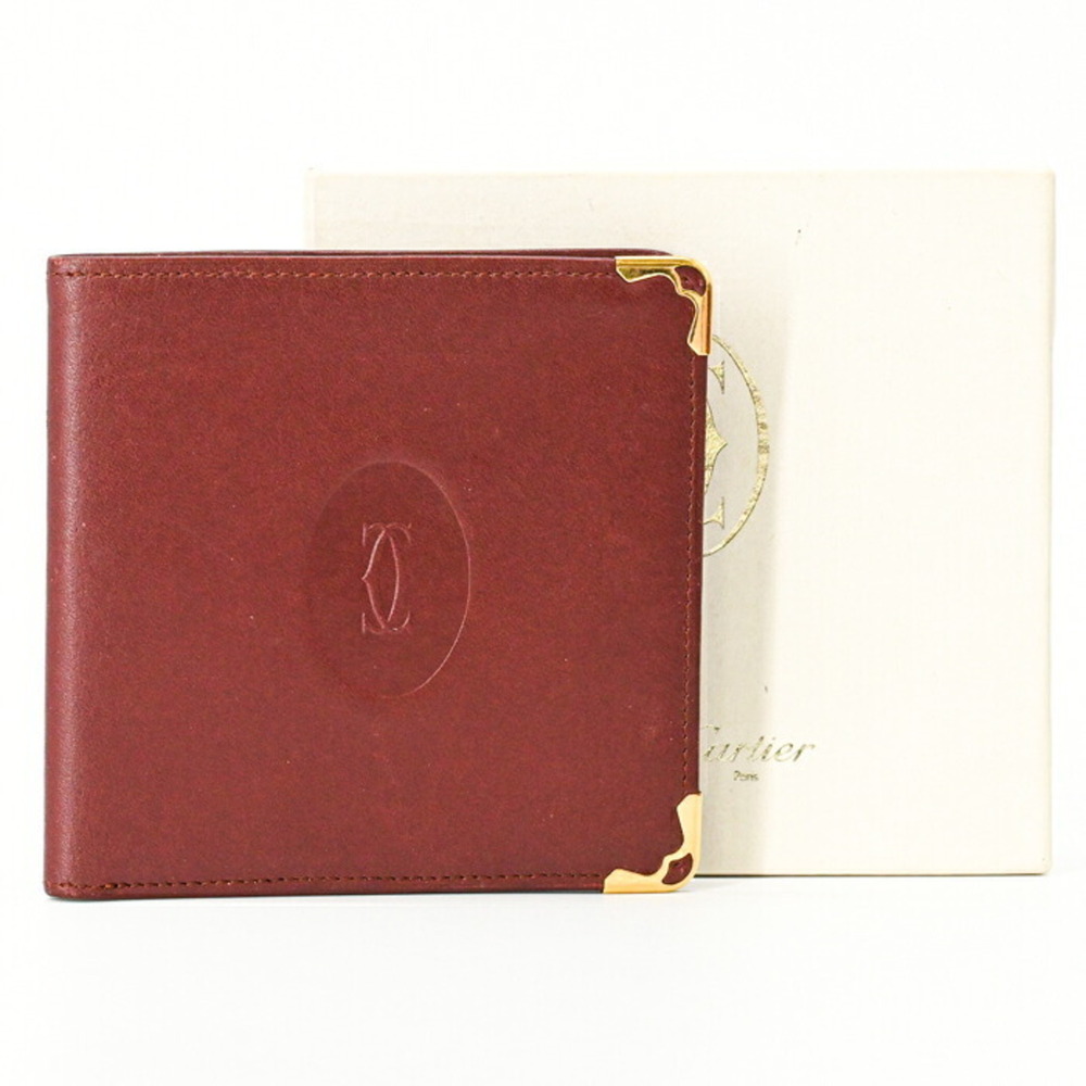 Cartier Must Line Bi-fold Wallet, Billfold, Leather, Women's, Bordeaux, Size ...